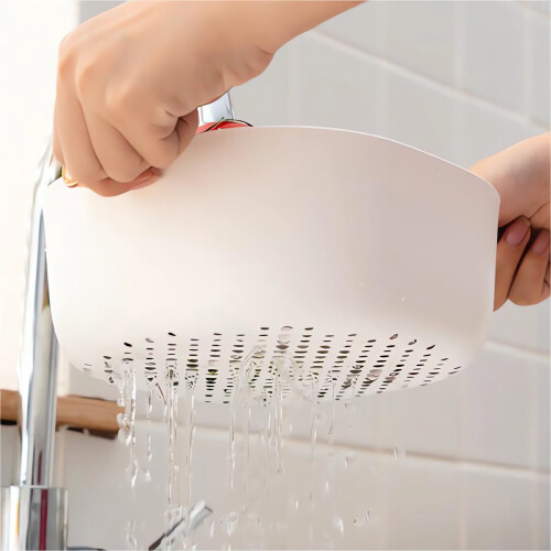 Kitchen Drain Basket Double-Layer Fine Mesh White 2