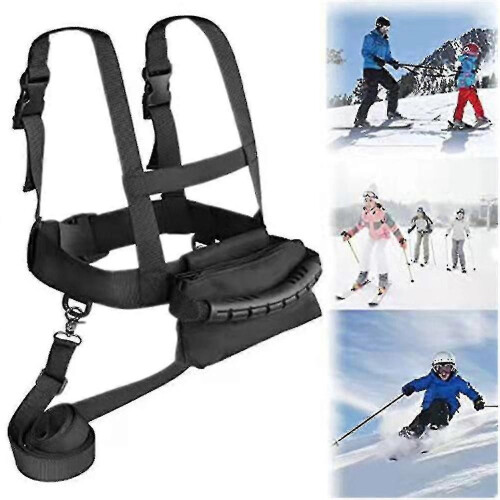 (Black) Kids Ski Harness Shoulder Strap Safety Leash Snowboard Training Harness Trainer 2