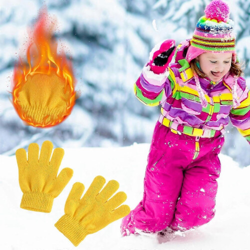 (B) Winter Warm Solid Color Knitted Kids Gloves Split Finger Gloves PUW1521 1