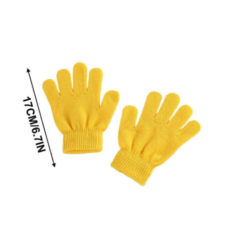 (B) Winter Warm Solid Color Knitted Kids Gloves Split Finger Gloves PUW1521 2