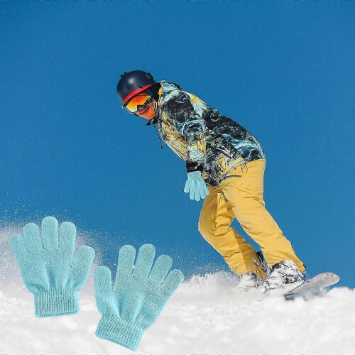 (G) Winter Warm Solid Color Knitted Kids Gloves Split Finger Gloves PUW1521 1