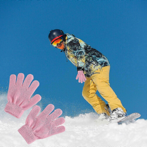 (K) Winter Warm Solid Color Knitted Kids Gloves Split Finger Gloves PUW1521 1