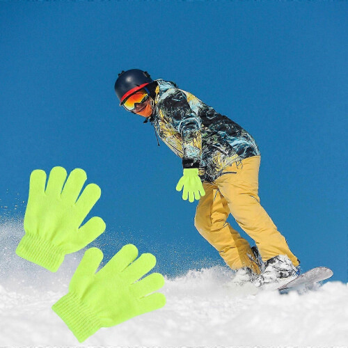 (I) Winter Warm Solid Color Knitted Kids Gloves Split Finger Gloves PUW1521 1