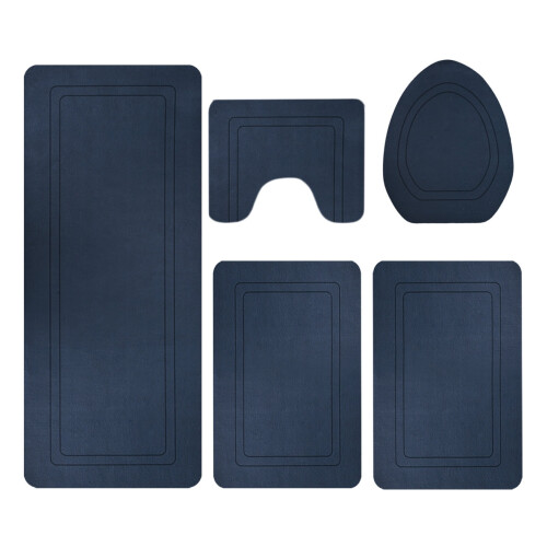 Bathroom Rug Set Absorbent Non-Slip 5-Piece 1