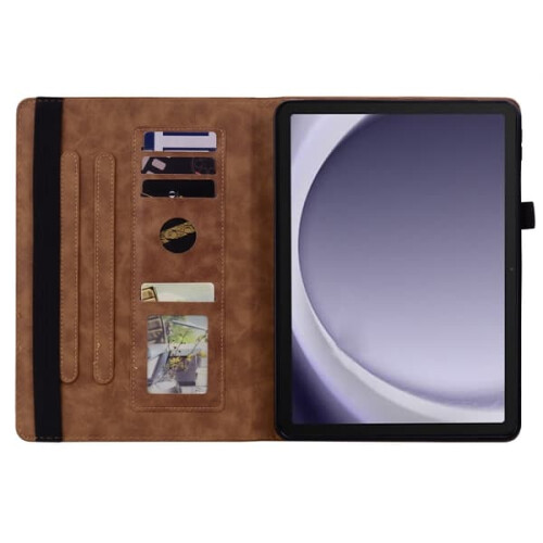 Samsung Galaxy Tab A9+ case embossed leather brown 2