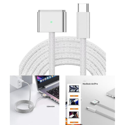 Cable de carga magnético USB C a MagSafe 3 (140 W), cable de carga magnético 1