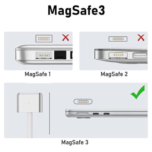 Cable de carga magnético USB C a MagSafe 3 (140 W), cable de carga magnético 2