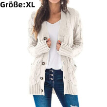 Gebreid vest/trui, gebroken wit, maat L