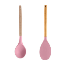 Ensemble d'ustensiles de cuisine en bois pour poêles antiadhésives, 2 pièces, rose