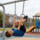 (Black) Kids Gymnastics Rings 440 Lbs Adjustable Straps for Pull Up Bar Obstacle Course Playground 4