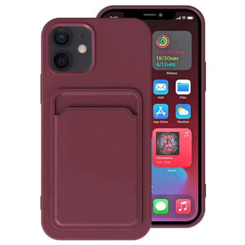 Capa para iPhone 12 Mini com porta-cartões vermelha 1