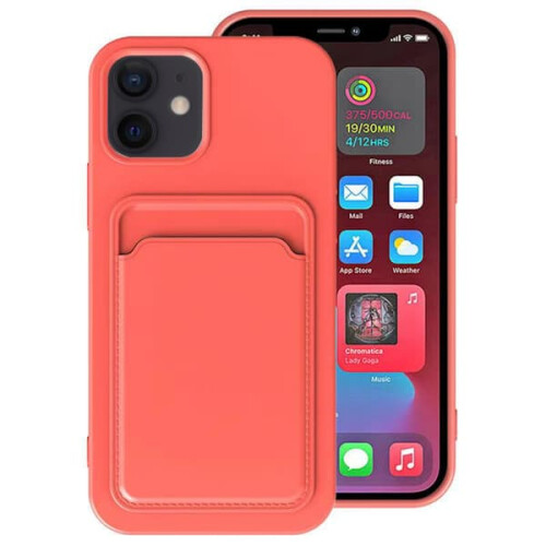 Capa para iPhone 12 Mini com porta-cartões vermelha 2