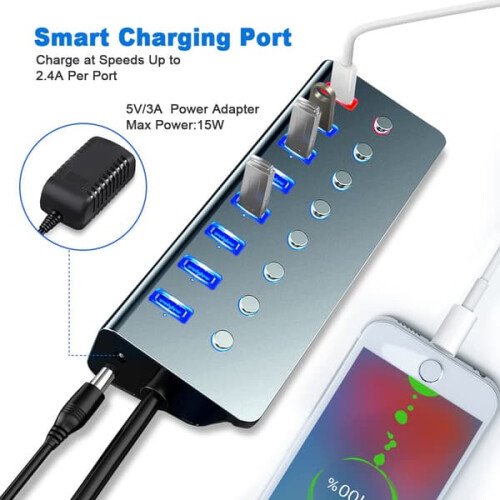 7-Port USB Hub with Power Delivery 3.0 2