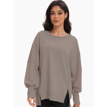 Oversize-Sweatshirt für Damen mit Rundhalsausschnitt und Seitenschlitzen