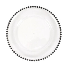 Assiettes de présentation en acrylique noir transparent, 33 cm (lot de 6),