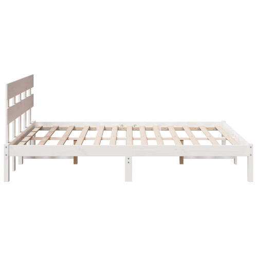 VidaXL vidaXL Bed Frame with Headboard White 150 x 200 cm Solid Pine wood 2