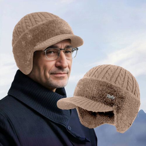 Knitted Beanie with Brim Ear Flaps Visor 1pc