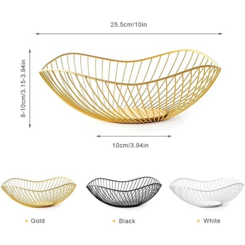Gold Metal Fruit Bowl Openwork Design 25 x 10 cm 1