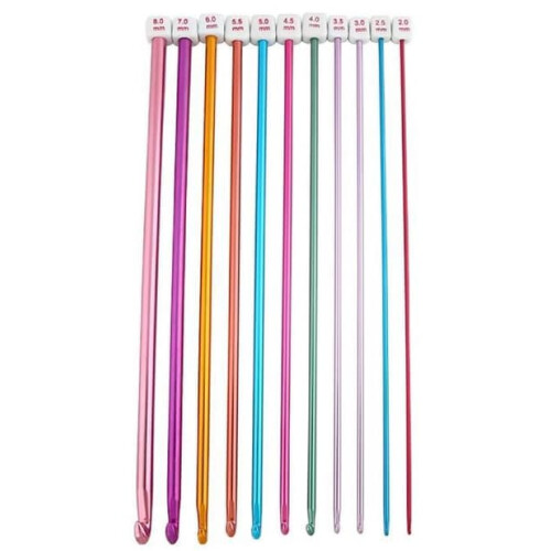 Tunisian Crochet Hooks Aluminum Multicolor Set 11 Pieces 1