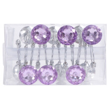 Crochets de rideau de douche en métal et acrylique violet, 12 pièces