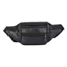 Marsupio in pelle nera con molteplici tasche
