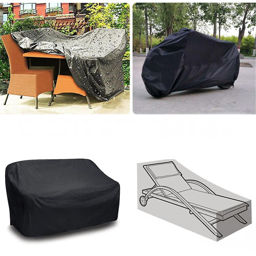 (Black) 280 x 280 x 80 cm 210D Polyester Staubabweisende, wasserdichte Abdeckung für Sofa, Grill oder Herd, Schwarz/Silber 1
