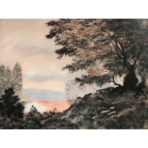 Oak Tree Sunset gesigneerde lithografie, gelimiteerde oplage