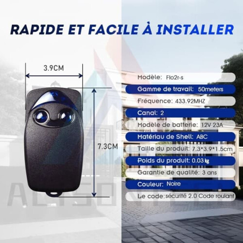 Flo2r-s 433.92 MHz 2-button garage door remote control (2 2