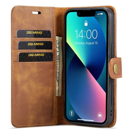 DG.MING iPhone 15 magnetic 2-in-1 case brown 1