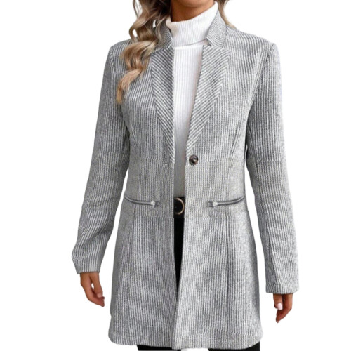 Damen-Winterjacke aus Polyester, lässiger Mantel, langärmelig