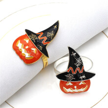 Ronds de serviette décoratifs citrouille d'Halloween (6 pièces)