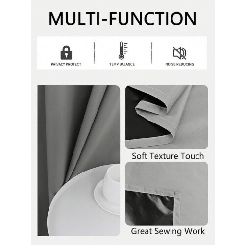 Blackout Curtains Dark Grey Insulated 100x200cm 1