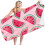 Toalla de playa con estampado de sandía, rosa, microfibra, 76 x 152 cm. 1