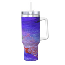 40oz Stainless Steel Tumbler with Handle and Straw
