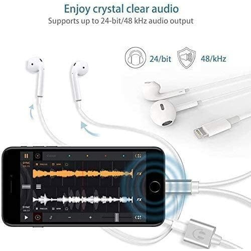 Lightning audio and charging adapter silver 2-in-1 2