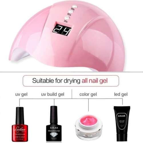 Lâmpada UV para unhas rosa 36W 2