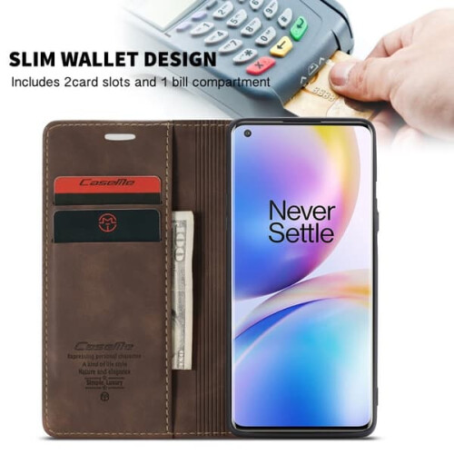 CASEME Wallet Case for OnePlus 8 Pro - Dark Brown 2