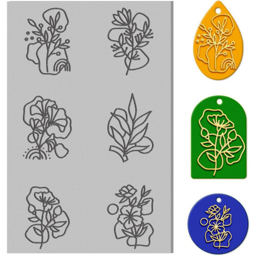 Polymer Clay Texture Sheet Bohemian Flowers 4x2.6 in