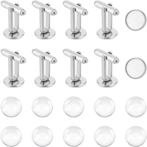 Stainless Steel Dome Cufflink Blanks 10mm 10 Sets