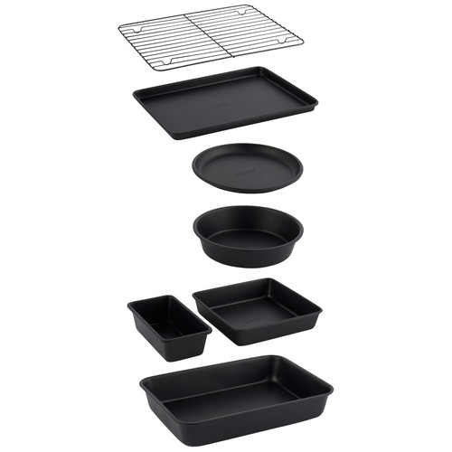 Salter Salter Bakes Bakeware Set Stackable 7 Piece Set Compact Storage Oven Safe Black 1