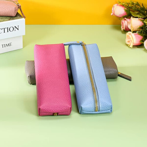 Leather pencil case blue adult soft 1 piece 2