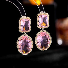Crystal geometric earrings silver needle gold-plated zircon