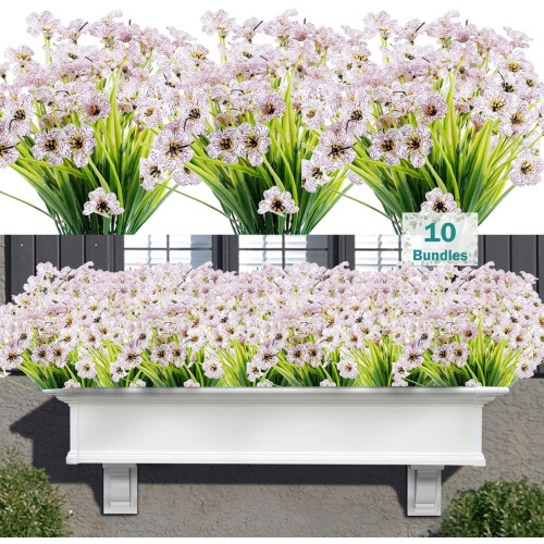 Purple Artificial Flowers UV-Resistant 10 Bundles