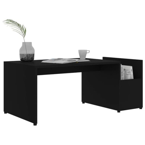 Coffee Table Black Engineered Wood 90x45x35 cm 2