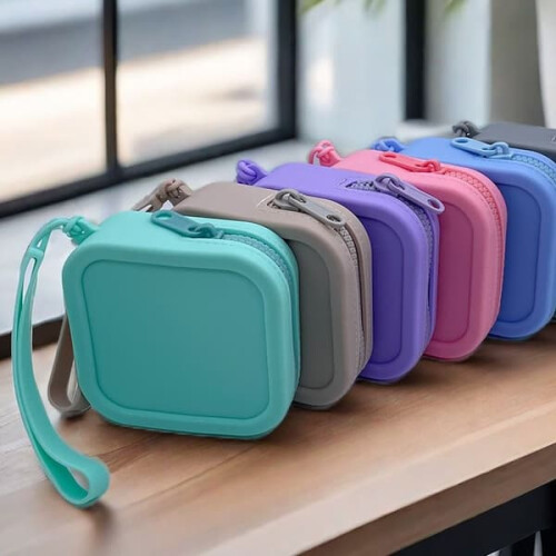 Waterproof silicone wallet coin purse with zipper light grey 1