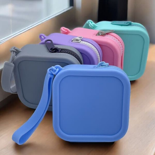 Waterproof silicone wallet coin purse with zipper light grey 2