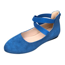 Women's Ballet Flats with Criss-Cross Elastic Strap, Blue,