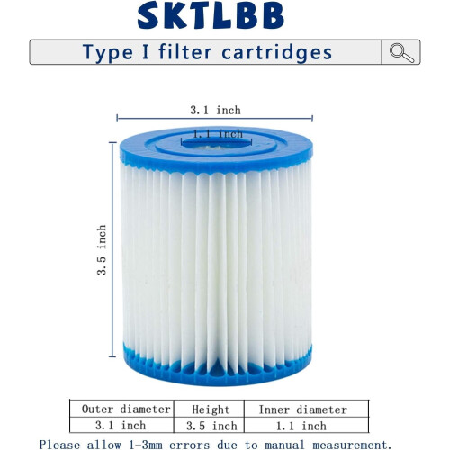 Cartucho de filtro para piscina tipo I, 3,11 x 3,48 polegadas, pacote com 4 unidades. 1