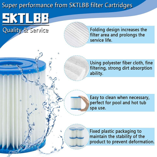 Cartucho de filtro para piscina tipo I, 3,11 x 3,48 polegadas, pacote com 4 unidades. 2