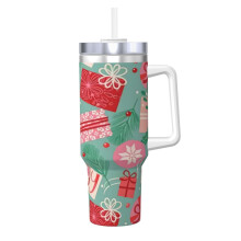 40oz Stainless Steel Tumbler with Handle and Straw